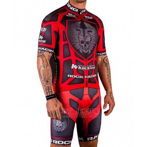 2016 Cycling Jersey Rock Racing Red and Marron Short Sleeve and Bib Short